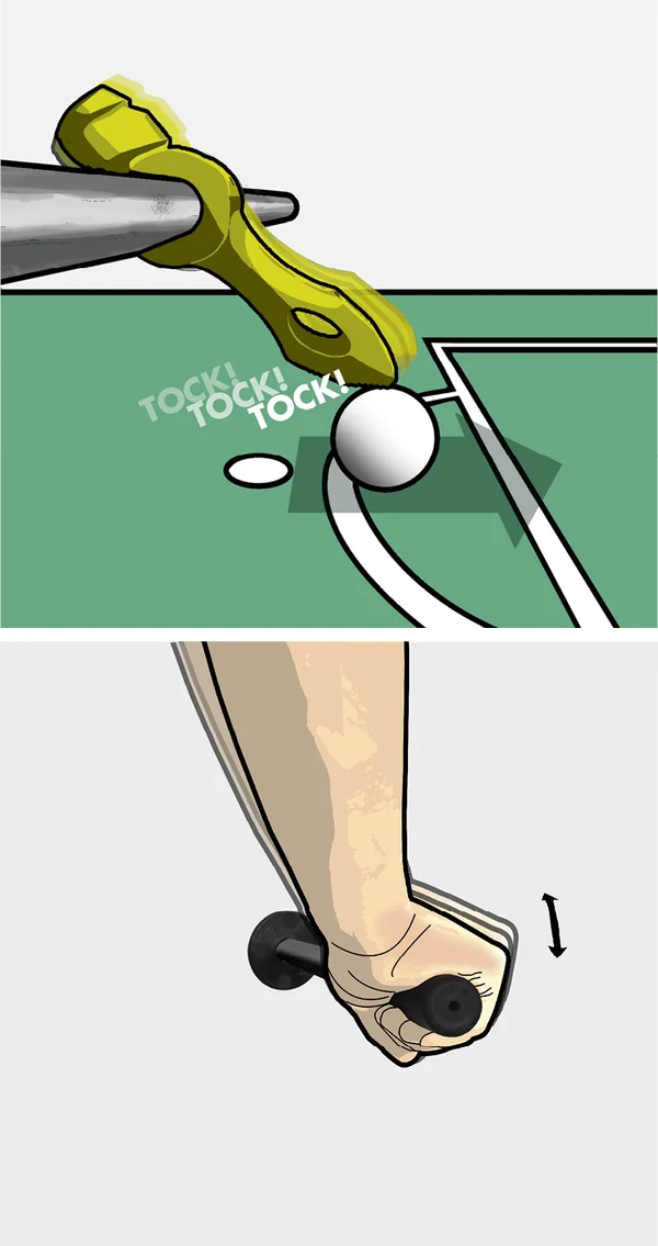 Leichtes Klopfen auf den Ball bewegt ihn nach vorne