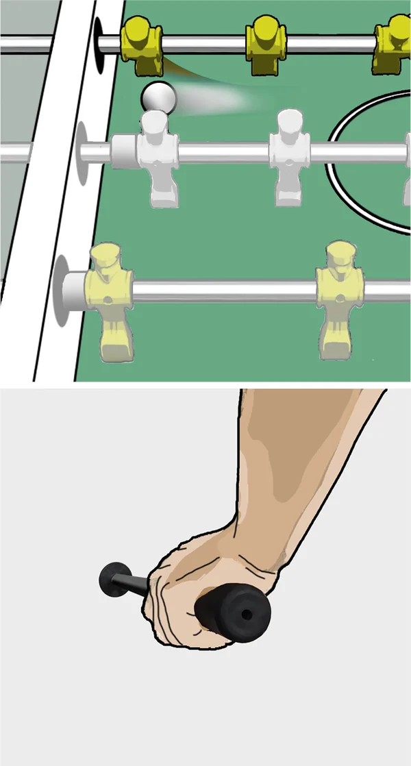 Die Fünferreihe zieht den Ball zur Bande